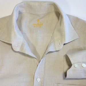 Men's Van Laack Royal Shirt Beige Casual Cotton Made in Germany 39-68 (Medium)